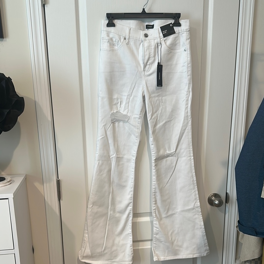 Express White Flare Wide Leg Jeans